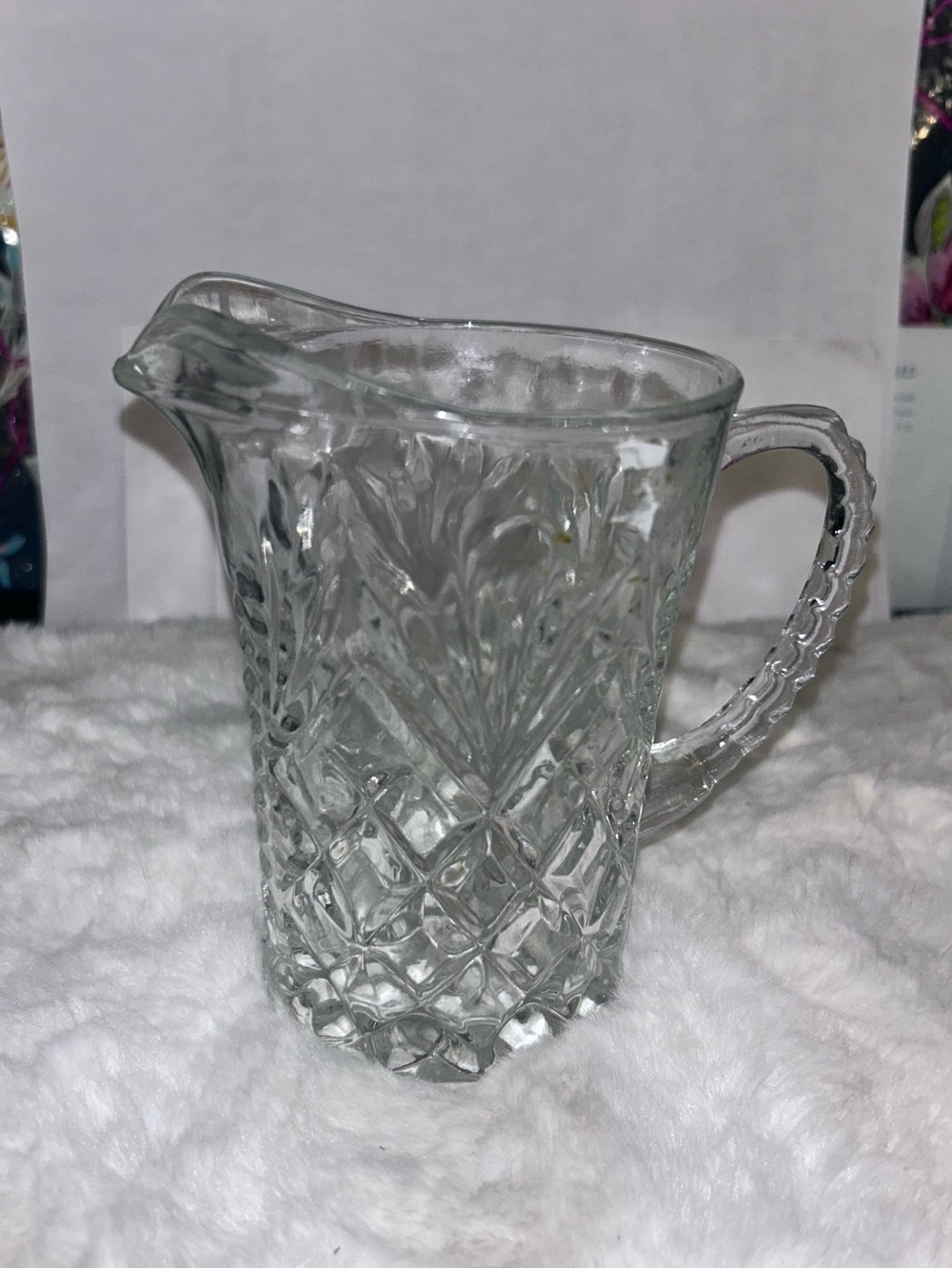 50%off w❤️ Vintage Anchor Hocking Clear Prescut 5”Creamer Pitcher